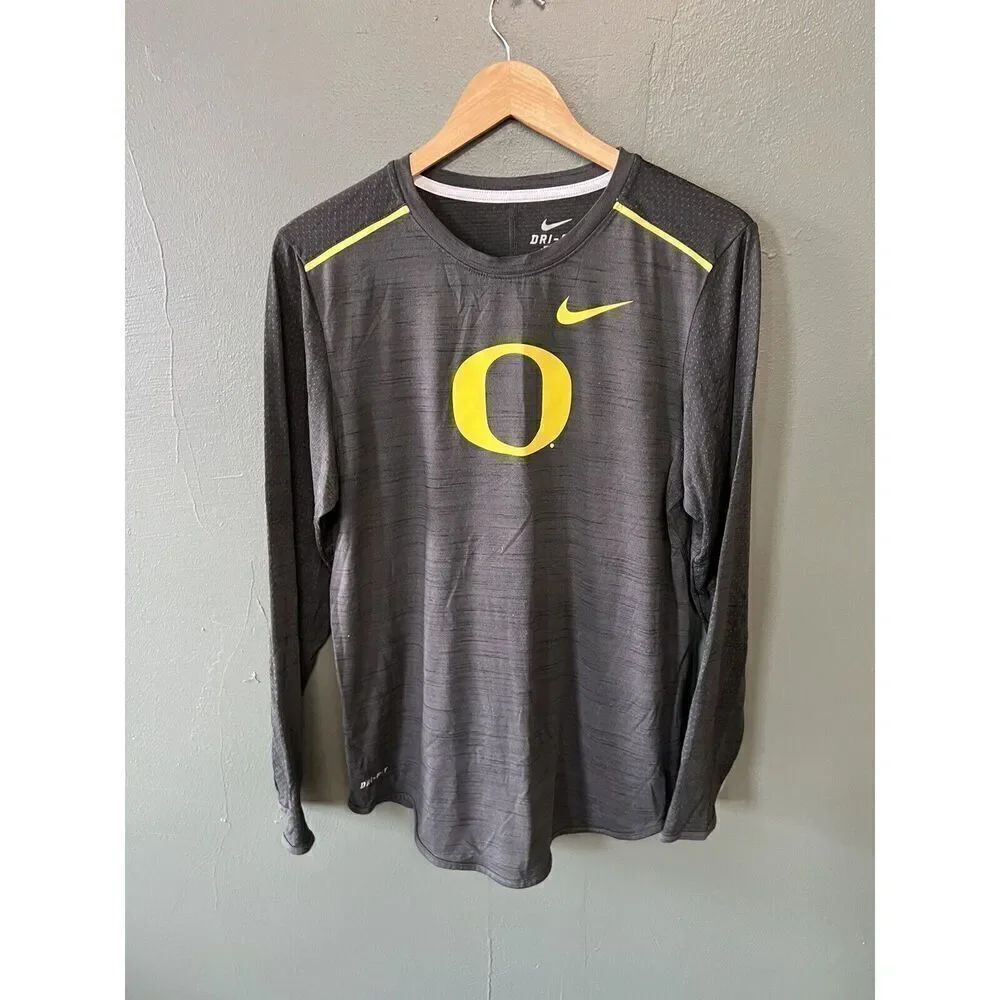 Nike Mens Gray Long Sleeve Pullover Athletic Shirt Oregon Ducks Size Small